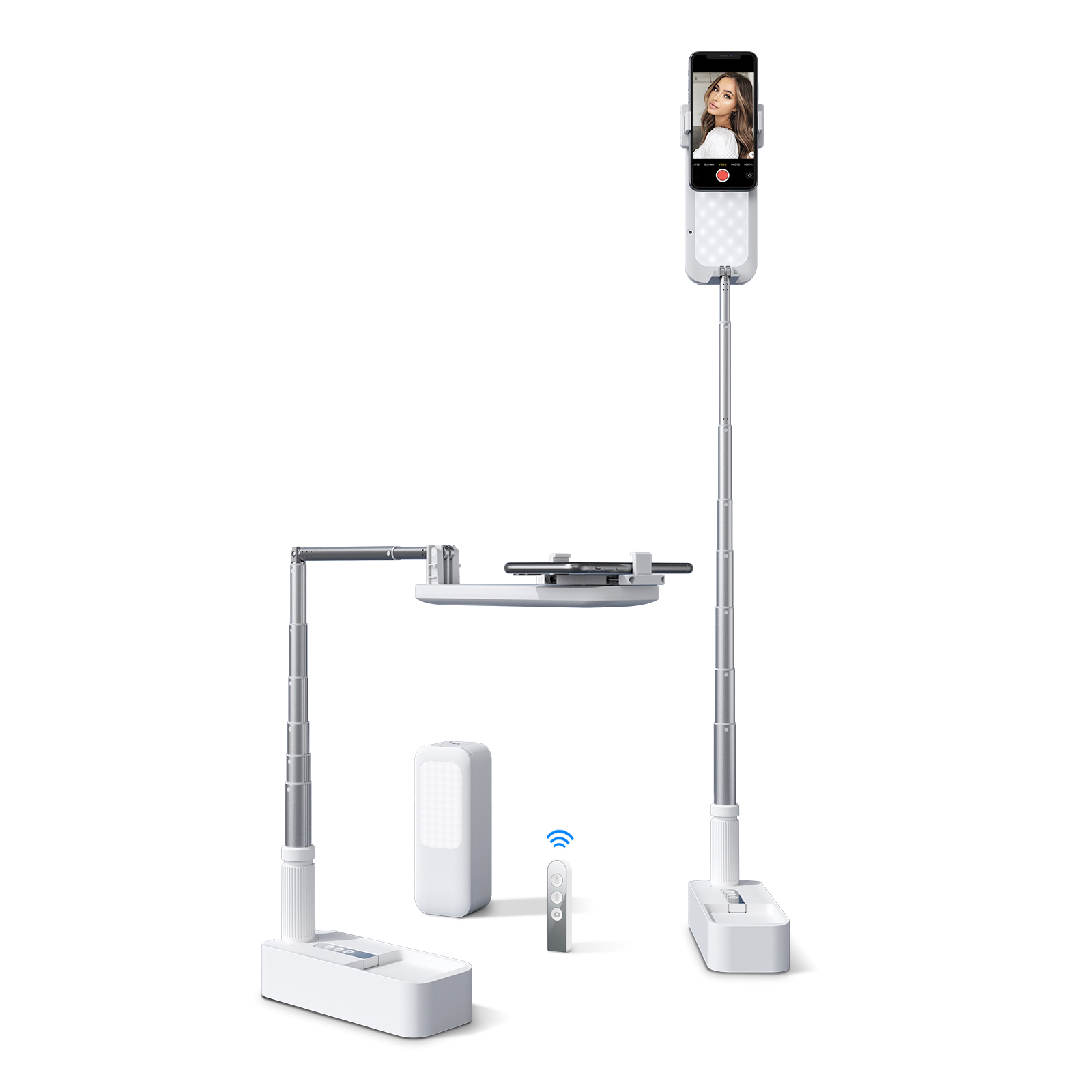 Viozon Extendable Selfie Stand 360° Rotation with Phone Holder, Rechargeable Wireless Foldable 7 Brightness LED Light for Live Streaming/YouTube/Tiktok/Video Recording/Photography/Reading (AP-V6)